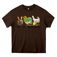 Chocolate Brown Peace Love Leghorn Chicken Heavy Core Tee - LillyAllenDesigns