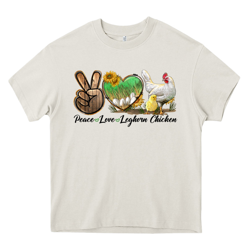 Peace Love Leghorn Chicken Heavy Core Tee by LillyAllenDesigns | Teevron