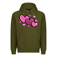 Army Green love hearts Premium Hoodie - OliviaCreatesArt
