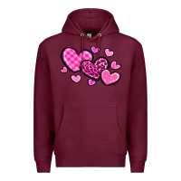 Burgundy love hearts Premium Hoodie - OliviaCreatesArt