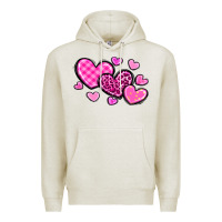 Oatmeal Heather love hearts Premium Hoodie - OliviaCreatesArt
