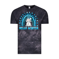 Cloud Black hello winter rainbow with snowman bbs Vintage Tee - BundleAndBundleShop