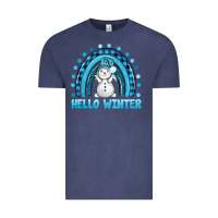 Vintage Denim hello winter rainbow with snowman bbs Vintage Tee - BundleAndBundleShop