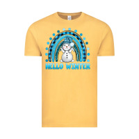 Vintage Mustard hello winter rainbow with snowman bbs Vintage Tee - BundleAndBundleShop