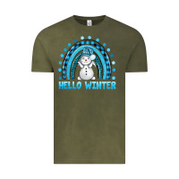 Vintage Olive hello winter rainbow with snowman bbs Vintage Tee - BundleAndBundleShop