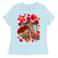 Baby Blue valentines day skeleton Ladies Tee - NancyCooperArtShop