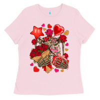 Bubblegum Pink valentines day skeleton Ladies Tee - NancyCooperArtShop
