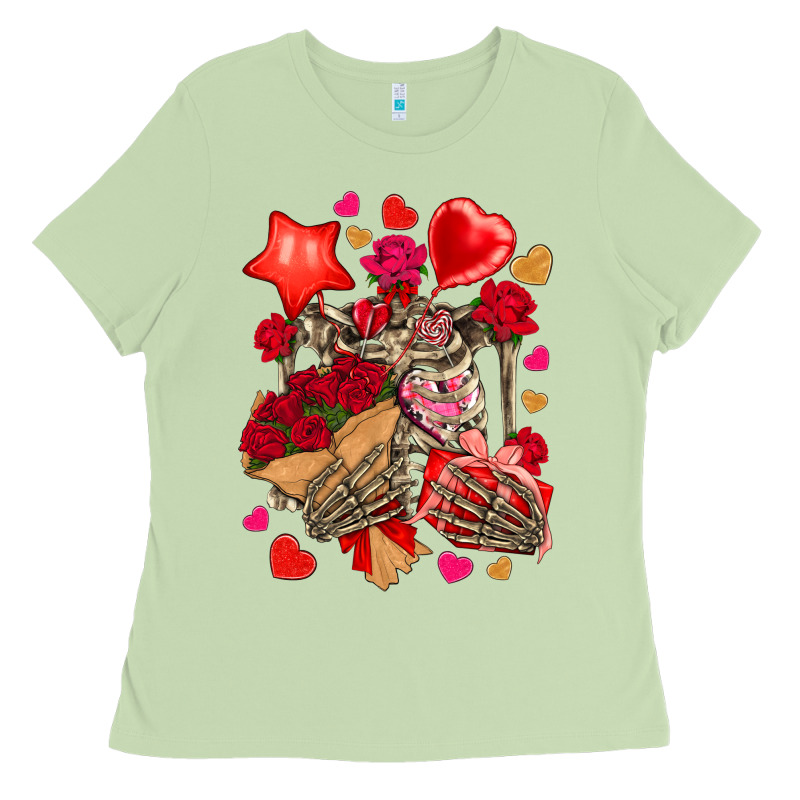 Valentines Day Skeleton Ladies Tee by NancyCooperArtShop | Teevron