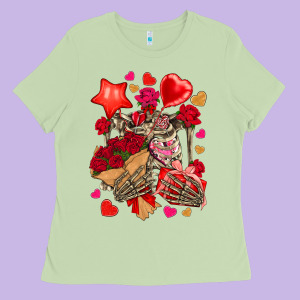 Valentines Day Skeleton Ladies Tee Designed By Nancycooperartshop
