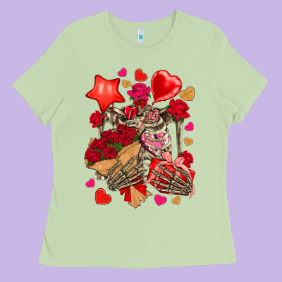 Valentines Day Skeleton Ladies Tee Designed By Nancycooperartshop