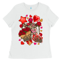 White valentines day skeleton Ladies Tee - NancyCooperArtShop