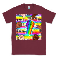 Burgundy Pride lgbtq hands with cowhide seamless pattern Classic Tee - BundleAndBundleShop