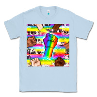 Dusty Blue Pride lgbtq hands with cowhide seamless pattern Classic Tee - BundleAndBundleShop