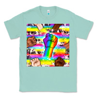 Seafoam Pride lgbtq hands with cowhide seamless pattern Classic Tee - BundleAndBundleShop