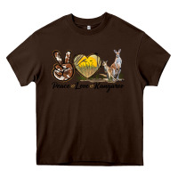 Chocolate Brown Peace Love Kangaroo Heavy Core Tee - LillyAllenDesigns