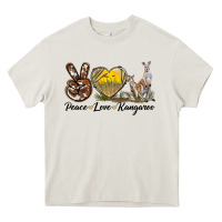 Cream Peace Love Kangaroo Heavy Core Tee - LillyAllenDesigns