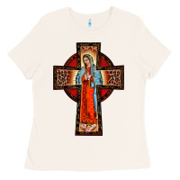 Bone lady of guadalupe leopard cross Ladies Tee - BarkalooDesign