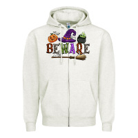 Oatmeal Heather beware Zipper Hoodie - CowGirlArtShop