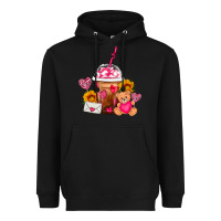 Black Valentines Day Frappe Coffee Heavyweight Hoodie - FaDigitalArtStudio