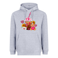 Heather Grey Valentines Day Frappe Coffee Heavyweight Hoodie - FaDigitalArtStudio