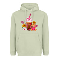 Matcha Valentines Day Frappe Coffee Heavyweight Hoodie - FaDigitalArtStudio
