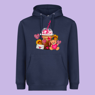 Valentines Day Frappe Coffee Heavyweight Hoodie Designed By Fadigitalartstudio
