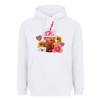 White Valentines Day Frappe Coffee Heavyweight Hoodie - FaDigitalArtStudio