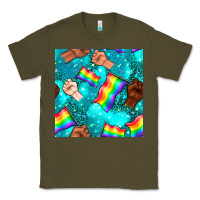 Army Green Pride lgbtq hands with flag seamless pattern Classic Tee - BundleAndBundleShop