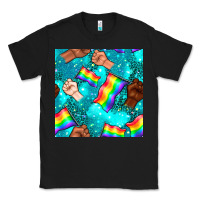 Black Pride lgbtq hands with flag seamless pattern Classic Tee - BundleAndBundleShop