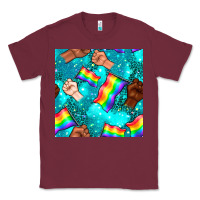 Burgundy Pride lgbtq hands with flag seamless pattern Classic Tee - BundleAndBundleShop