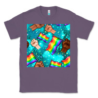 Lavender Pride lgbtq hands with flag seamless pattern Classic Tee - BundleAndBundleShop