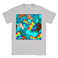 Moon Dust Pride lgbtq hands with flag seamless pattern Classic Tee - BundleAndBundleShop
