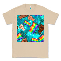 Mushroom Pride lgbtq hands with flag seamless pattern Classic Tee - BundleAndBundleShop