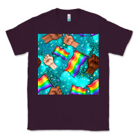 Plum Pride lgbtq hands with flag seamless pattern Classic Tee - BundleAndBundleShop
