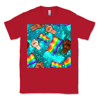 Red Pride lgbtq hands with flag seamless pattern Classic Tee - BundleAndBundleShop