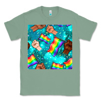Sage Pride lgbtq hands with flag seamless pattern Classic Tee - BundleAndBundleShop