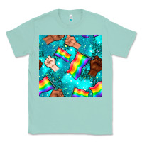 Seafoam Pride lgbtq hands with flag seamless pattern Classic Tee - BundleAndBundleShop