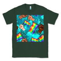 Sports Green Pride lgbtq hands with flag seamless pattern Classic Tee - BundleAndBundleShop