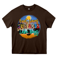 Chocolate Brown boat waves sun rays lake days Heavy Core Tee - NancyCooperArtShop