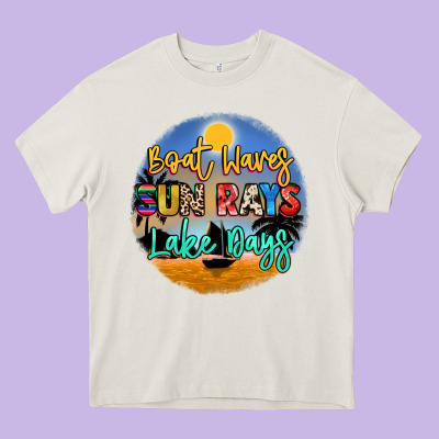 Boat Waves Sun Rays Lake Days Heavy Core Tee Designed By Nancycooperartshop