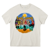 Cream boat waves sun rays lake days Heavy Core Tee - NancyCooperArtShop