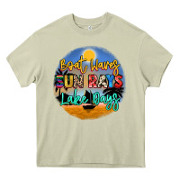 Mossy boat waves sun rays lake days Heavy Core Tee - NancyCooperArtShop