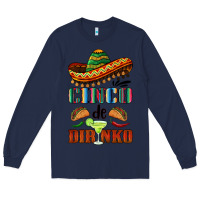 Navy cinco de dirinko sombrero Long Sleeve Tee - BarkalooDesign