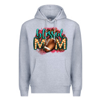 Heather Grey blessed american football mom lightbulb letters Premium Hoodie - OliviaCreatesArt
