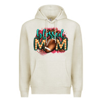 Oatmeal Heather blessed american football mom lightbulb letters Premium Hoodie - OliviaCreatesArt