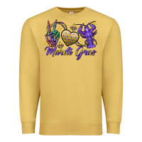 Antique Gold Peace love crawfish Mardi Gras skeleton hand Premium Sweatshirt - FaDigitalArtStudio