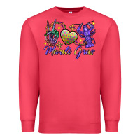 Cardinal Peace love crawfish Mardi Gras skeleton hand Premium Sweatshirt - FaDigitalArtStudio