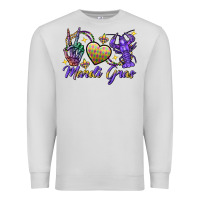 Dove Grey Peace love crawfish Mardi Gras skeleton hand Premium Sweatshirt - FaDigitalArtStudio