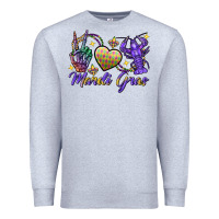 Heather Grey Peace love crawfish Mardi Gras skeleton hand Premium Sweatshirt - FaDigitalArtStudio
