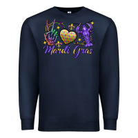 Navy Peace love crawfish Mardi Gras skeleton hand Premium Sweatshirt - FaDigitalArtStudio